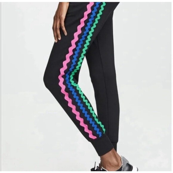 Terez Zig Zag Chevron Multi Colored Side Striped Loungewear Joggers Size Medium - Picture 1 of 12